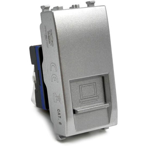 Presa di rete lan compatibile con vimar plana connettore rj45 8 pin utp cat5 silver