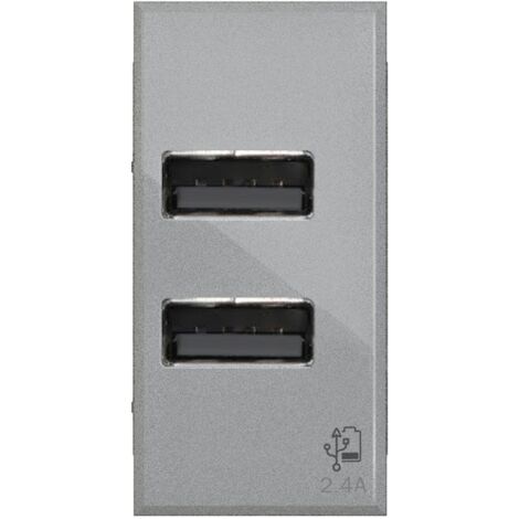 Presa doppia USB 4Box 2.4A per Bticino Axolute grigia 4B.HC.USB.24