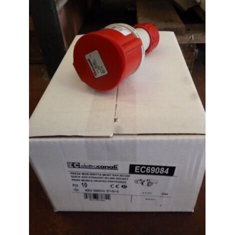 Presa dritta industriale Elettrocanali 3 poli + neutro + terra 16 a 380 v ip44