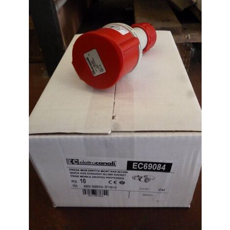 Presa dritta industriale Elettrocanali 3 poli + neutro + terra 16 a 380 v ip44