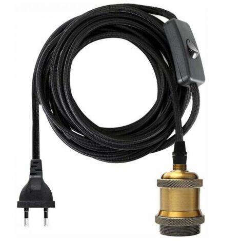 Presa E27 da 1,2 metri con interruttore, cavo elettrico in tessuto per portalampada/lampada a sospensione retrò Edison/lampada creativa, adattatore per lampada in ottone vintage
