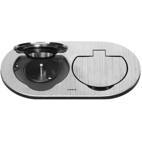 Presa elettrica doppia ermetica, ovale, IP55, argento