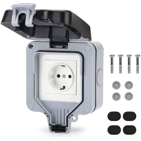 Presa elettrica esterna impermeabile IP66, montaggio in superficie, presa a muro antipolvere, per esterni, stanze umide, prese elettriche da parete per giardino per interni