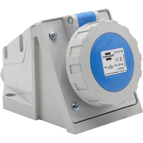 Presa Elettrica Industriale a Muro CEE 3 Poli, Brennenstuhl, Presa Industriale 230V/16A con Coperchio per Uso Esterno, Robusta & Resistente, Utilizzo all’Aperto, Cantieri, Industria, IP67, 16A