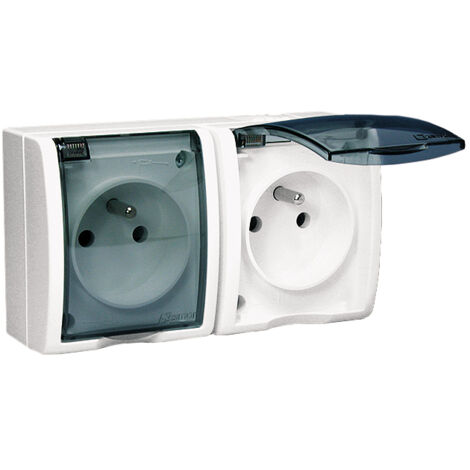PRESA ERMETICA AQUARIUS. 2 VIE CON/CON IP54, CLASSE FUMO, BIANCA - E00000-54962