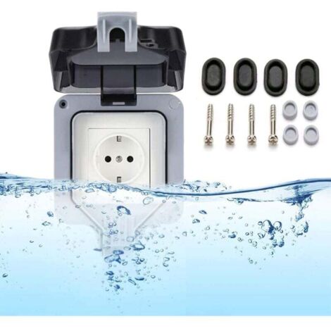 Presa esterna, grado di protezione IP66, montaggio superficiale, resistente alle intemperie e alla polvere, presa esterna con coperchio incernierato, presa a muro per uso interno ed esterno