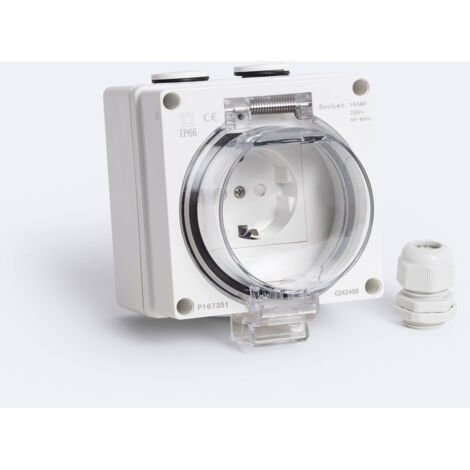 Presa esterna stagna Schuko tipo F IP66 Bianco