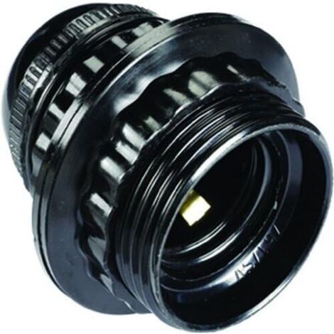 Presa filettata E14 nera, con anello, diametro 10, 6W, 2A, 250V
