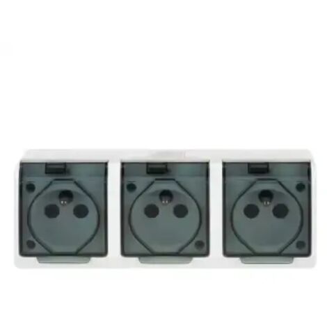 Presa Hermes bianca NT 3X Z/U con sportellino antifumo IP44, morsetti a vite 16A 250V 0323-01