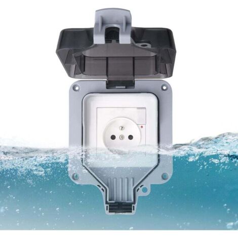 Presa impermeabile IP66, presa impermeabile da parete per esterni, scatola di presa da parete antipolvere per uso interno ed esterno (con interruttore, B)