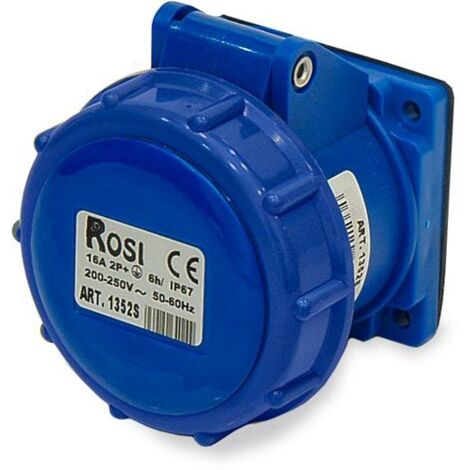 Presa industriale da incasso, 230V, 2P+T, 16A, IP67, 55x55mm - Rosi 1001352S