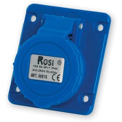 Presa industriale da incasso, 230V, 2P+T, 32A, IP54, 80x80mm, inclinata 10° - Rosi 1006004Q
