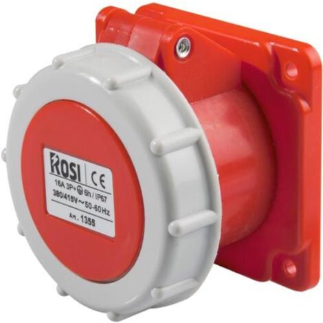 Presa industriale da incasso, 380V, 3P+N+T, 32A, IP67, 75x75mm - Rosi 1001367