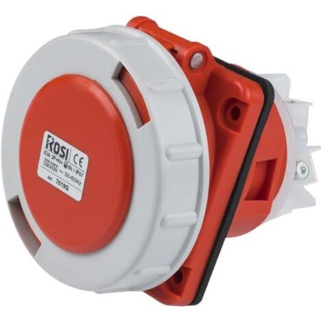 Presa industriale da incasso, 380V, 3P+N+T, 63A, IP67, 85x100mm, inclinata 10° - Rosi 1007019Q