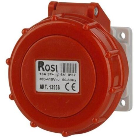 Presa industriale da incasso, 380V, 3P+T, 16A, IP67, 55x55mm - Rosi 1001355S