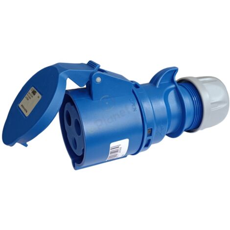 Presa industriale volante 230V CEE 6H 2P + T 32A IP44 per esterno impermeabile blu
