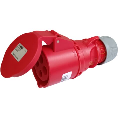 Presa industriale volante 400V CEE 6H 3P + T 32A IP44 per esterno impermeabile rosso