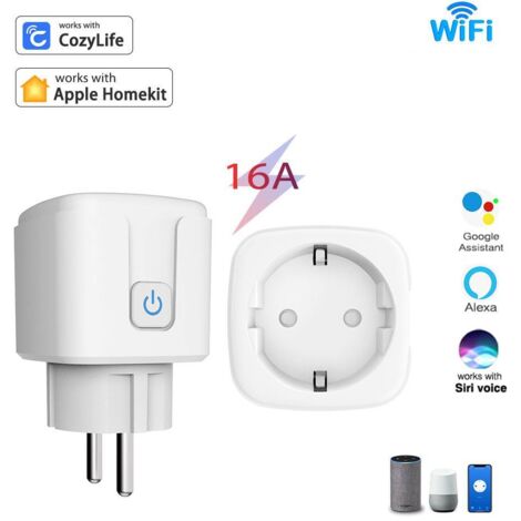 Presa intelligente con amperometro, presa WiFi da 16 A, presa intelligente compatibile con Cozylife+Homekit con controllo vocale, controllo remoto tramite app, timer/1 pezzo
