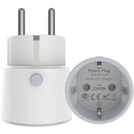 Presa intelligente in 2 pezzi, presa Wi-Fi per casa intelligente, presa remota mobile, monitoraggio dell'alimentazione, presa da 10 A, nessun hub richiesto, funziona con Amazon Alexa e Google Home