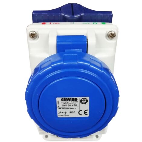 Presa interbloccata Gewiss verticale 2P+T 16A IP55 GW66470