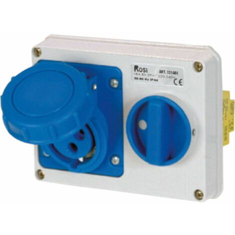 Presa interbloccata orizzontale con sezionatore, ad incasso, 230V, 3 poli, 32A, IP54 - Rosi 14.3234B6-I