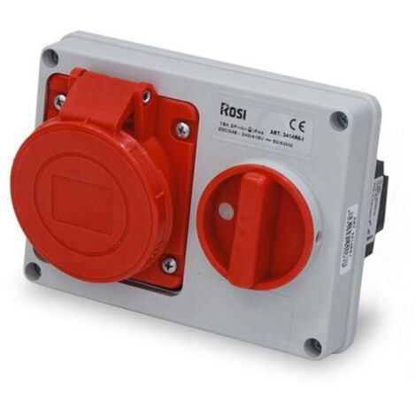 Presa interbloccata orizzontale con sezionatore, ad incasso, 380V, 4 poli, 16A, IP54 - Rosi 14.3314R6-I