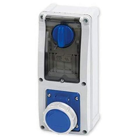 Presa Interbloccata Verticale Con Portafusibili 16A 2P+T Blu IP67 Rosi 16.3216B6