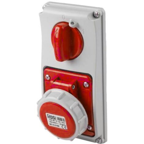 Presa interbloccata verticale con sezionatore, ad incasso, 380V, 4 poli, 32A, IP67 - Rosi 19.3332R6-I