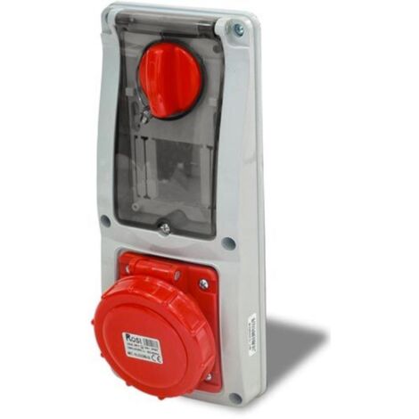 Presa interbloccata verticale con sezionatore, ad incasso, con barra DIN, 380V, 4 poli, 16A, IP67 - Rosi 16.3316R6-ID