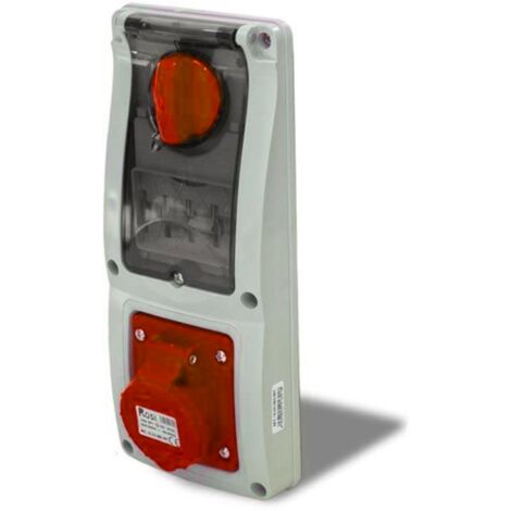 Presa interbloccata verticale con sezionatore, ad incasso, con magnetotermico, 380V, 4 poli, 32A, IP54 - Rosi 16.3334R6-IMT