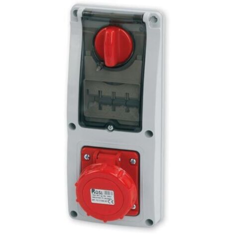 Presa interbloccata verticale con sezionatore, ad incasso, con magnetotermico, 380V, 5 poli, 32A, IP67 - Rosi 16.3432R6-IMT