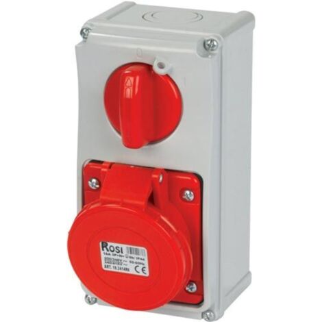 Presa interbloccata verticale con sezionatore, con fondo, 380V, 4 poli, 16A, IP54 - Rosi 19.3314R6