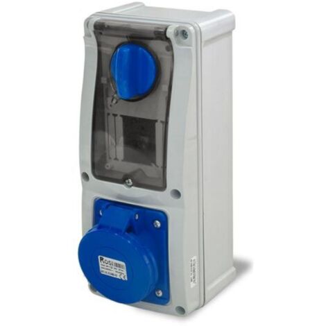 Presa interbloccata verticale con sezionatore, con fondo, con barra DIN, 230V, 3 poli, 16A, IP54 - Rosi 16.3214B6D