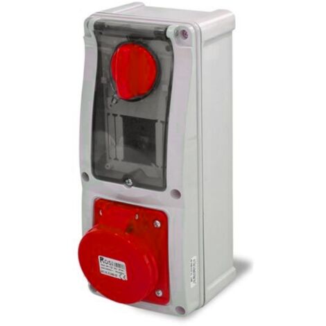 Presa interbloccata verticale con sezionatore, con fondo, con barra DIN, 380V, 5 poli, 16A, IP54 - Rosi 16.3414R6D