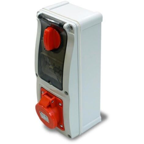 Presa interbloccata verticale con sezionatore, con fondo, con magnetotermico, 380V, 4 poli, 32A, IP54 - Rosi 16.3334R6MT