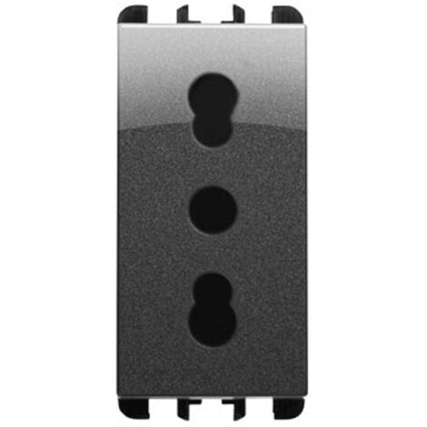 Presa italiana bipasso 2p+t 16a-250v 1 modulo acciaio scuro urmet 10303ac
