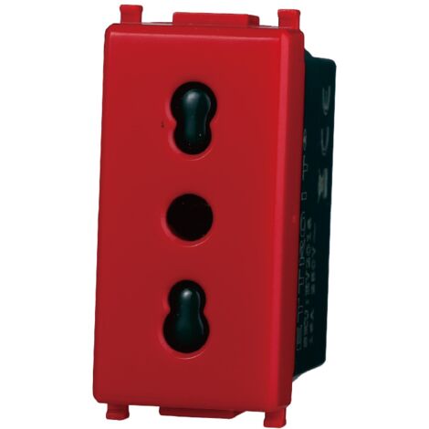 Presa italiana compatibile Vimar Plana 2P+T 10/16A 250V colore rosso Ettroit EV2016