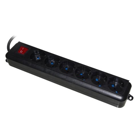 Presa Multipla 6 Schuko con Interruttore Cavo 1,5mt Nera