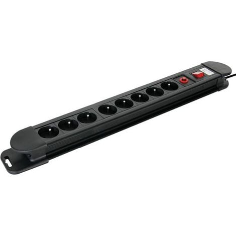 Base multipla a 6 spine di tipo F Schuko Protezione Sovratensioni+2 spine  di tipo C+ 2xUSB 5m Nero610 mm