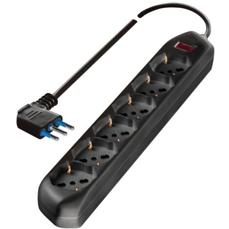presa multipla pluristandard poly pool con 6 prese colore nero