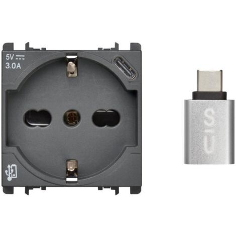 Presa p40+usb-c urmet nea 2 moduli max 3a antracite - 10312/2