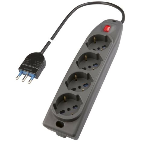 PRESA QUADRUPLA 2P+T CON INTERRUTTORE 1,5M NERO