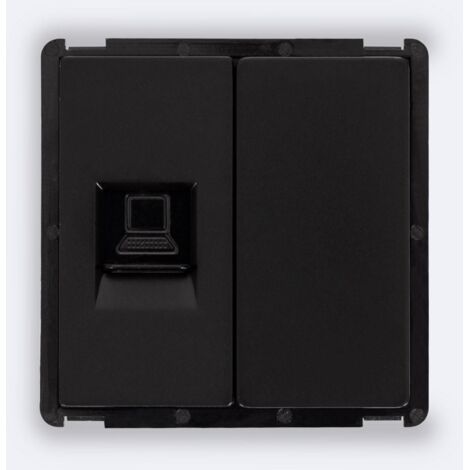 Presa RJ45 CAT 6 Internet + coperchio cieco  Nero