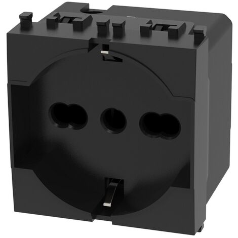 Presa Schuko bipasso 16A nera compatibile anche con Vimar Plana