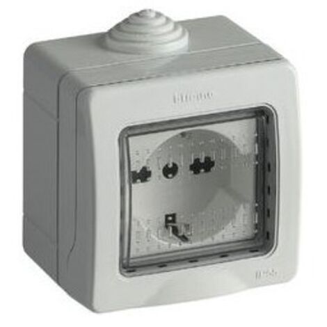 Presa schuko bipasso in custodia IP55 2 moduli