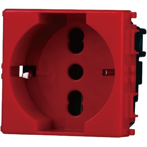 Presa schuko compatibile Vimar Plana 2P+T 10/16A 250V colore rosso Ettroit EV2116