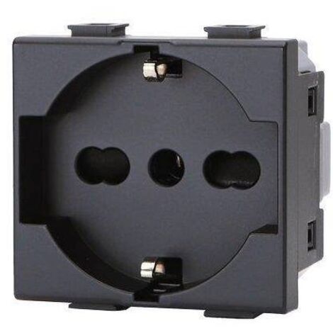PRESA SCHUKO + SICUREZZA ABM - NERO VOLT 250 A 10/16 2P+T - 8 pezzi
