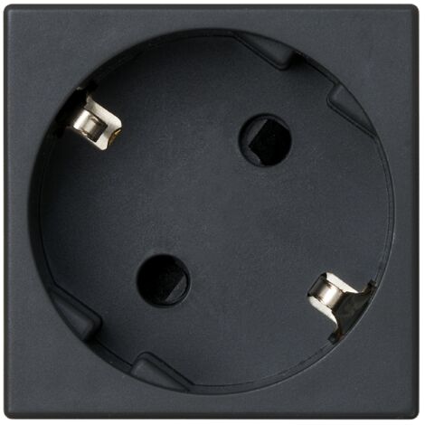 Presa Schuko Simon K45 con Dispositivo di Sicurezza e Fissaggio a Vite Nero