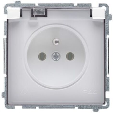 Presa singola con messa a terra, IP44, classe fumo, con otturatori, BMGZ1BZ.01/11a Modulo base, bianco