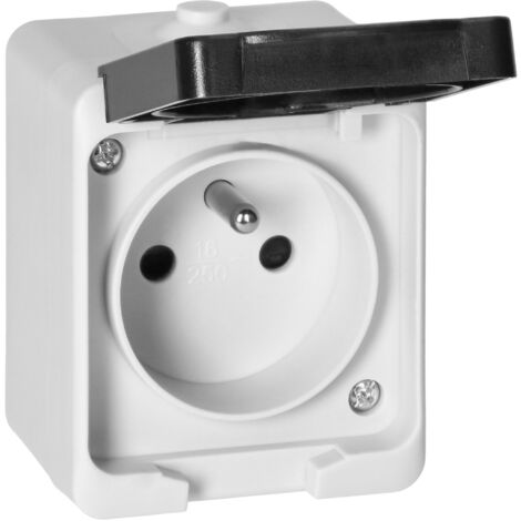 Presa singola da parete 2P+Z AQUATIC MINI IP54 bianca e nera